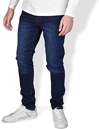 Evelyn Living Short Dark Blue Waist Size 40 Mens Flex Denim Super Stretch Skinny Slim Fit Jeans Trouser All Waist &amp; Length