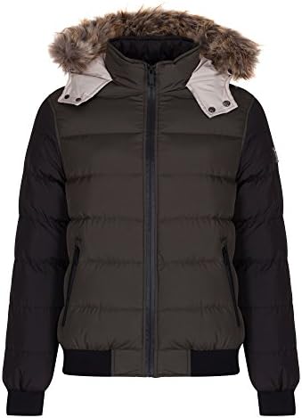 Modern Asthetics MA-1 Naseby Padded Zip Through Hooded Jacket (L, Khaki)