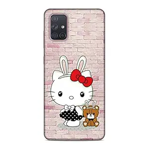 Jellybird Premium Lovely Cute Stylish Slim Lightweight Shock Proof Hard Back Case Mobile Cover for Samsung Galaxy A71 5G (Cat with Mouse 3D Printed)