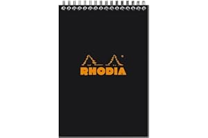 RHODIA 165009C -Bloc-Notes a Spirale (Rilegatura integrale) nero- A5 - Quadretti piccoli -80 Fogli staccabili -Carta Clairefontaine 80G - Copertina in carta rivestita flessibile e Resistente - Classic
