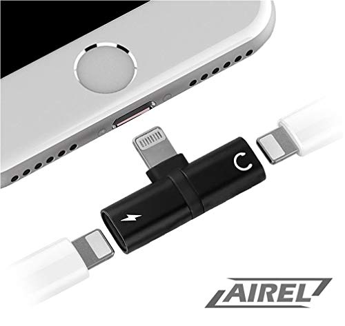 Airel Adaptateur Double Lightning écouteurs Casque Audio et Charge Compatible avec iPhone 11, 11 Pro/Pro Max, XS, XS Max, XR, X, 8/8 Plus, etc, Noir