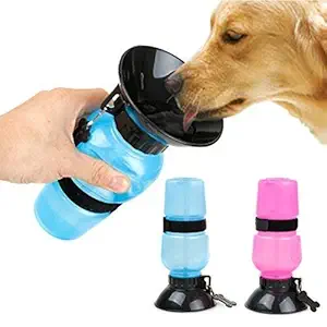 PUNZONE Water Bottle for Pets Dog Water Bowl Bottle Sipper Portable Aqua Dog Travel Water Bottle, Bowl 18-oz Auto Dog Mug for Pets - (Color May Vary)