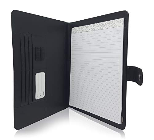 Lautus Designs - Soporte para bloc de notas (piel sintética, con cierre magnético, para hombres de negocios o mujeres de la izquierda o derecha), color negro mate