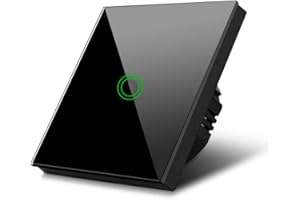 Maclean MCE710B Profesjonalny Pojedynczy Dotykowy Włącznik LED Schodowy Krzyżowy, Uniwersalny Czarny Panel, Elegancki Włącznik Światła z Szkła Hartowanego, Podświetlany Dotykowy Przycisk