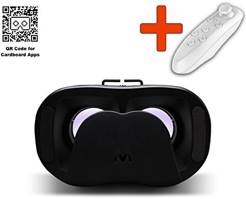 VR-PRIMUS VRs + Bluetooth remote control - Virtual reality headset - For Android and iOS smartphones like iPhone, Samsung Galaxy, HTC, Sony, LG, Huawei, Motorola, ZTE, pixels and more - Compatible with Google Cardboard Apps - 3D Virtual Reality Headset VR glasses goggles for smartphone / mobile phone - Bluetooth Gamepad Controller Joystick - ( black )