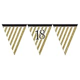 Diseño de 18 cumpleaños. CREATIVE PARTY - Guirnalda de papel en negro y dorado para 18 cumpleaños (3.65m) (Oro)