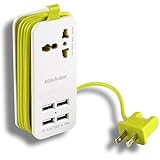AGPtek Portable Power Strip Travel Outlets（2.1AMP+1AMP 21W）and 1.5M/5ft Power Supply Cord Wide Range Input From 100v-240v Power Sockets w/ 4 Port 5v 1A/2.1A USB Charger for 5V 2.4A Output for iPhone 6 / 6 Plus / 5S / 5, iPad Air / Mini, Samsung Galaxy Note 4 / Note 3 / Note 2 / S5 / S4 / S3,Galaxy Tab, Google Nexus,7,Kindle Fire, and Other Smartphone and Tablet (UK)