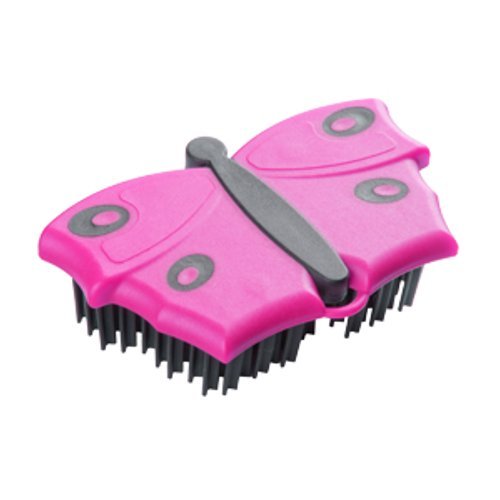 V7 Hand-Bürste, Fusselbürste, Kleider-Bürste, Polster-Bürste, mit V-förmigen Borsten, zum Entfernen von Tier, im Schmetterlings-Look, pink