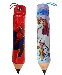 Wizme Gift Purpose Combo of 2 Pencil Shaped Pencill Box for Girls and Boys, Stationary Item for Children Pack of 1 (Pencil Shape kit)