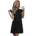 Produktbild Longra Damen A-Line Kleider Lotus Ärmel Kurzarm Sommerkleid Knielang Frauen Vintage Elegante Kleider Festliche Cocktailkleid Partykleider Kurz Minikleid (Black, XL)