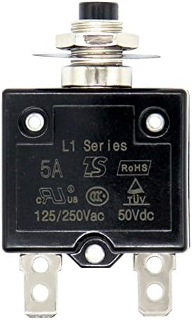 Starnearby Manual Reset 125-250V AC 50V DC Push Button Thermal Circuit Breaker(5A)