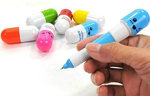 Cdet 6 Pcs Kugelschreiber Stift Gesichtsausdruck Englisch Kunststoff Ausdruck Pille Teleskop Stift Kapsel Stift Rot / Grün / Gelb / Blau / Orange / Rose Rot Kreativer Stift - 3