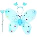 Price comparison product image Led Flashing Light Fairy Butterfly Wing,Byste Cosplay Wand Headband Costume Toy,3pcs/Set Girls (Blue)