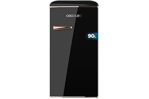 Cecotec Mini Nevera Retro de 90 L Bolero CoolMarket TT Origin 90 Black. Frigorífico Mini con ICEBOX, Tirador Cromado, Abridor Botellines, Estilo Vintage en Negro