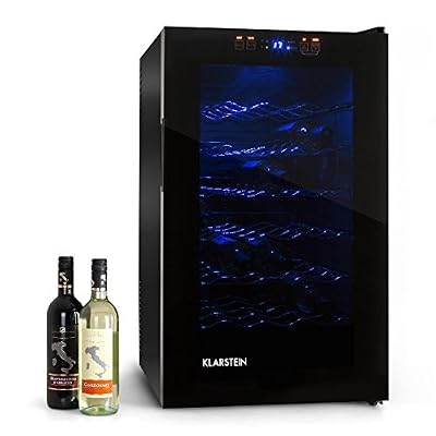 Klarstein Cave à vin réfrigérée design et moderne avec lumière LED bleue et panneau de contrôle tactile (28 bouteilles, 8° à 18°C, 70L)