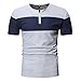 Produktbild Mode Herren Kurzarm Henry Malerei Große Größe Lässige Top Bluse Shirts Herren T- Shirts Freizeit top,Schwarz Grau Marine Weiß(M L XL XXL)