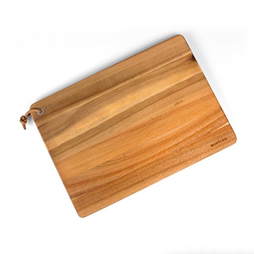 Rustler Schneidebrett / Servierbrett aus Akazienholz | Holzbrett mit Aufhängemöglichkeit | Servierbrett Holz in braun | 46 x 33 x 1,8 cm | Küchenbrett zum Zubereiten von Gemüse, Kräuter, Fleisch und Fisch - 5
