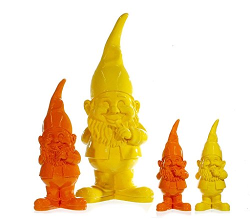 2 er Set bunte Gartenzwerge 20 cm hoch in Gelb und Orange - 2