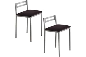 MOMMA HOME MOMMAHOME® Taburetes de Cocina - Pack 2 Taburetes de Cocina, Banquetas, Taburete Bar, Material Metal/Ecopiel, MOLI, Medidas 34x34x65cm (Negro/Plata)