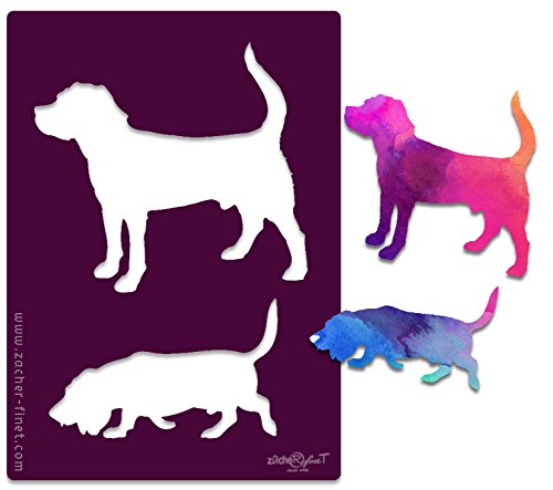 Schablone Kunststoffschablone "Hunde" für Acrylmalerei und mehr - wiederverwendbar - siehe Musterfotos