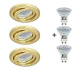Set de 3 empotrables metálicos y abatibles en acabado oro 3x50W GU10 230V