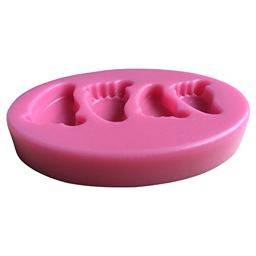 MOLLYSKY Zwei Paare Baby-Fuß-3D-Silikon-Form für Kuchendekoration,Rosa - 6