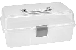 Nähwelt Flach Aufbewahrungsbox Nähbox Kleinigkeitenbox: aus Kunststoff mit Deckel und Klickverschluss, hält Ordnung im Büro, Haushalt und Hobbybereich