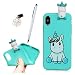 Produktbild PHONE CASE HOME iPhone Xs Hülle, iPhone X Hülle 5,8 Zoll - Mintgrünes Einhorn Hülle aus weichem Silikonkautschuk niedlich 3D-Tier-Cartoon niedlich mit Stift und Staubstecker für iPhone Xs (2018) iPhon