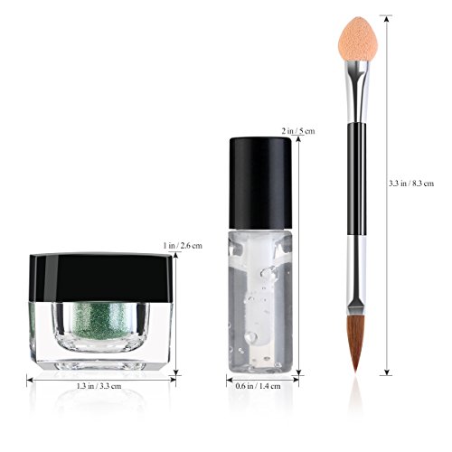 RUIMIO Glitzer Lidschatte inkl 2 Kleber 6 Farben Schminkset Glitzer Puder Setund mit Lidschattenpinsel - 3