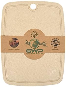 Green World production | 100% Organic | Anti-Bacterial Chopping Board and Carving Board with Juice Groove Kitchen Board Ideal for Cutting, Cooking, Baking | Chopping Board – Bread Board Serving Board with Non-Slip Feet Available in Various Sizes, 25x15 cm