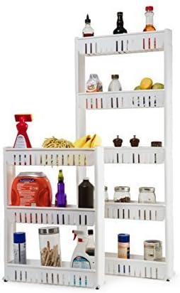 MareLight Slim Slide-Out 3,5-Tier Storage Tower - Ideal in Your Kitchen, Bath and Laundry Rooms! (5 Tier)