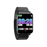 Bluetooth Smartwatch MuSheng Wasserdicht M19 Fitness Uhr Intelligente Armbanduhr Smart Watch Sport Uhr mit Schrittzähler Schlaftracker Schrittzähler Kompatibel mit Android IOS Smartphone (Schwarz)