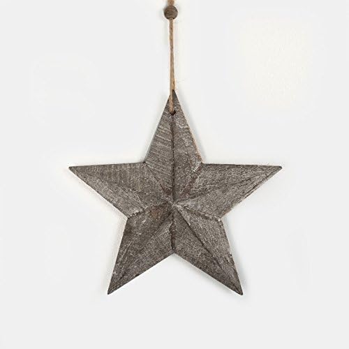 Grey Rustic Wooden 3D Barn Star Wall Hanging Decoration (Small 19.5cm)