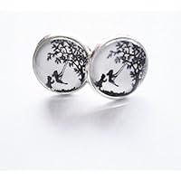 Ohrstecker Ohrringe Ohrschmuck Schwester Kindheit schwarz weiß Glas Geschenk