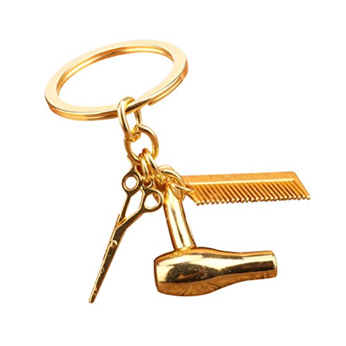 BESTOMZ Llavero de Metal de Peluquería Creativo Llavero de Bolsa de Coche (Dorado)