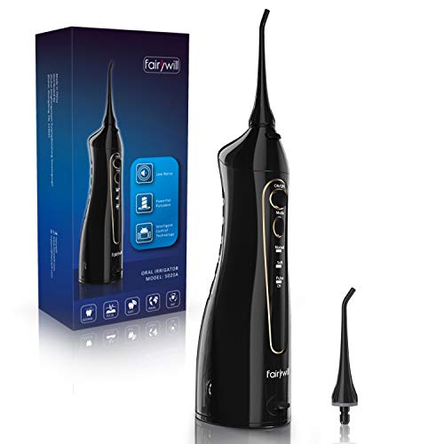 Portatile Irrigatore Orale Dentale Idropulsore Dentale Acqua Flosser Water Flosser Waterjet Fairywill 3 Modalità di Pulizia 2 Minuti di Timer USB Ricaricabile IPX7 Impermeabile-CE FDA Approvato