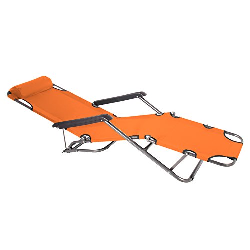 2x Smartfox Sonnenliege Gartenliege Strandliege 3 Sitz-/Liegepositionen ca. 180 cm Orange - 