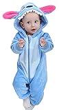 Hihamer Ciel Bleu Pyjama Ensemble de Pyjama Dors Bien Enfant Bébé Combinaison Hiver Forme Animal Déguisement Stitch Bleu (Bleu Ciel, 13-18 Mois)