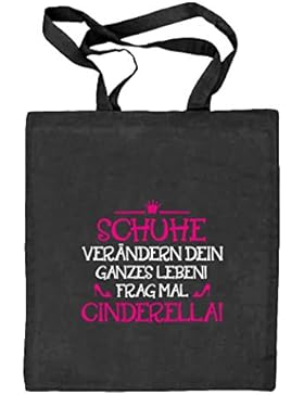 Schuhe verändern Dein ganzes Leben! Prinzessin Natur Stoffbeutel Jute Tasche (ONE SIZE), Größe: onesize,schwarz...