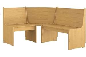 vidaXL Banco de Esquina, Banca con Respaldo, Asiento Esquinero, Mueble para Salón Comedor Hogar Jardín, Madera Maciza de Pino Marrón Miel