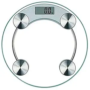 GLOWSTAR Glass 8 MM transparent, weight machine Personal Digital LED Bathroom Weighing Scale for body WEIGHT HOME KITCHEN OFFICE SHOP CLINIC HEALTH PERSNOL CERE 180 KG ROUND SHAPE