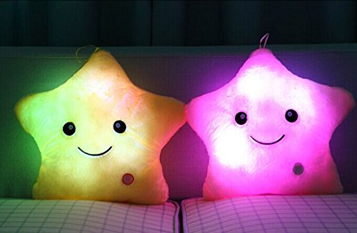 Rainbow Fox LED-Licht pink gelb Weiß lila blau Plüsch-Kissen-Kissen Camping Reise weiches Kissen (blau) - 5