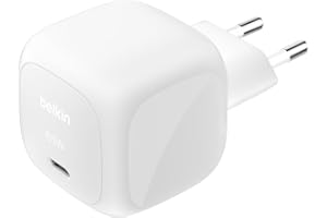 Belkin Chargeur USB-C 65 W, Recharge Rapide, Chargeur Secteur Type-C, Compatible avec iPhone 16/15/14/13, Galaxy S25, Google Pixel 9, MacBook, iPad, AirPods, Chromebook, etc. - Blanc