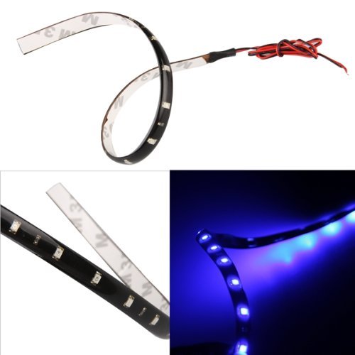 SODIAL(R) 4x 30CM 15 LED Lichterkette Strip Streifen blau Wasserdicht 12V - 3