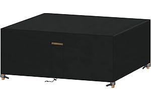 VANSHEIM Funda Impermeable Exterior Terraza Funda Protectora Muebles de Jardín con Ventilación y Cordón para Funda Exterior Mesas Sillas Oxford 420D Antipolvo Tela Impermeable 242x165X100cm