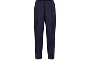 STYLO ONLINE Ladies Half Elasticised Trousers 1/2 Elastic Elasticated Stretch Waist Womens Bottoms Formal Casual Office Work All Occasions Straight Leg Pull On Classic Pants with 2 Side Pockets