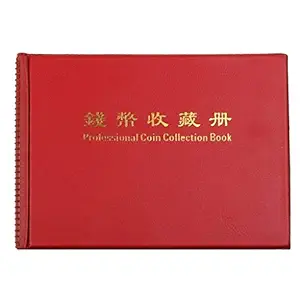 Electomania Money Pocket Storage Coin Album Book 240 Holders Collection Trasnsparent Coin Purse Coin Purse Money Album (Red)