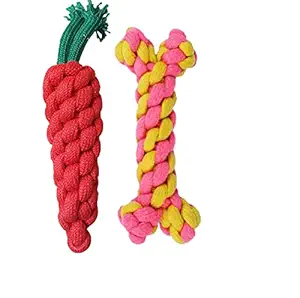 JAPIN Dog Toy for Puppy | Play Chew Toy for Dog | Combo of 3| Teething Cleaning Chewing Biting Knotted Chew Toys for Small Puppy (Color May Vary)