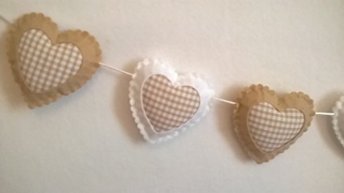 Beige and White Check Gingham Nursery Decor Bunting Garland