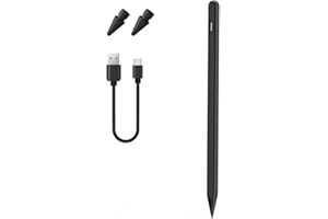 EFAITH Stylet pour iPad Apple Pencil (3nd Generation) avec stylet à charge magnétique sans fil/fonction de raccourci/inclinaison/rejet de la paume Stylet pour 2018-2023 iPad Pro, iPad Air, iPad Mini (Noir)